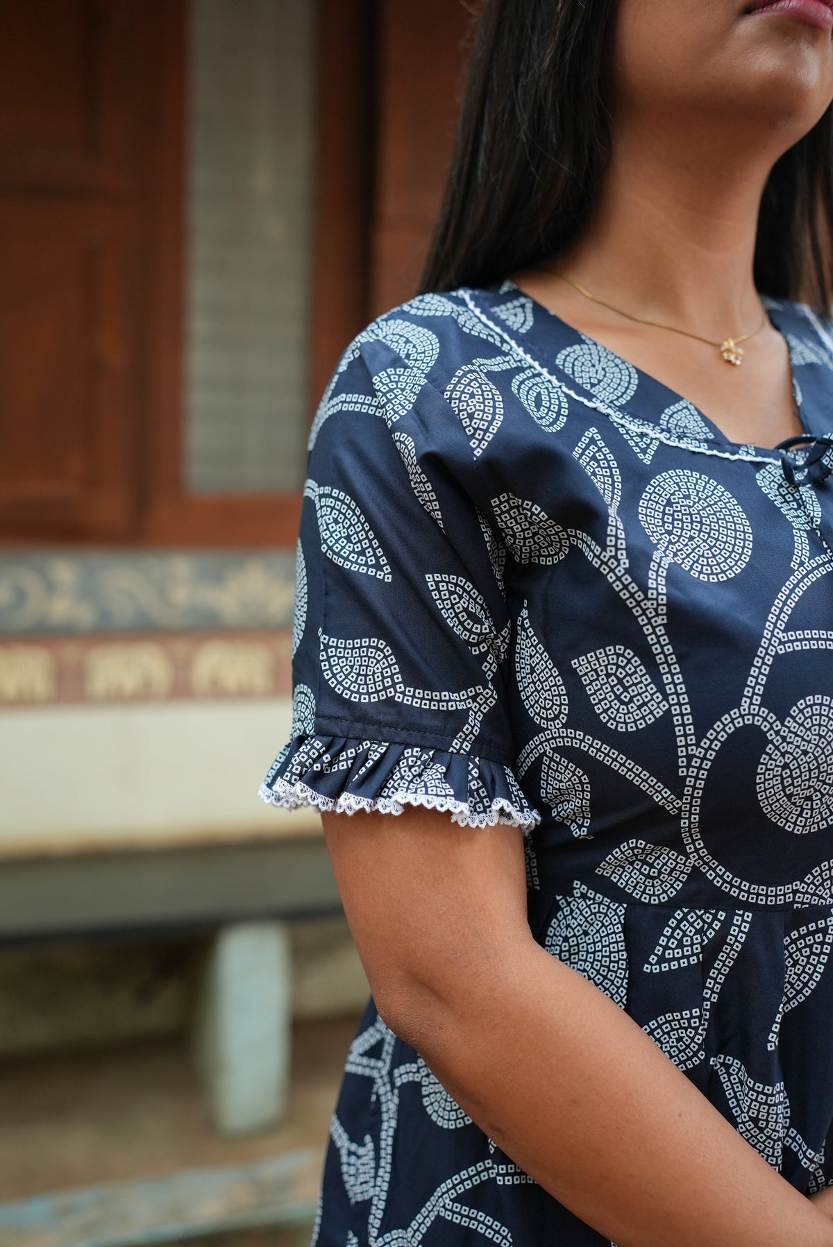 Mangai 3 Layer Flared Frock Model Nighties Soft and Smooth Premium Quality Rayon Material , Fancy Frilled Sleeve, Side Pocket , Back tie Rope , Stylish Collection's for Trendy Women's (MRK)