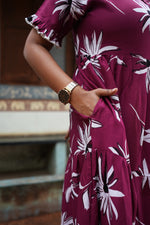 Mangai 3 Layer Flared Frock Model Nighties Soft and Smooth Premium Quality Rayon Material , Fancy Frilled Sleeve, Side Pocket , Back tie Rope , Stylish Collection's for Trendy Women's (MRK)