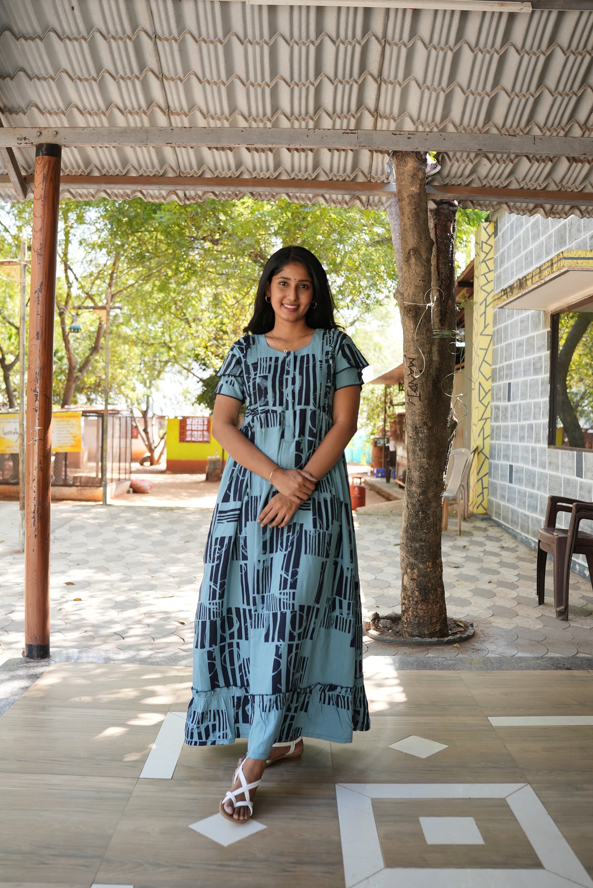 MANGAI Rayon Frock Nighties | Front Open Lengthy Zipper Comforts Feeding | Fancy Double Layered Sleeve's | Post & Pre Pregnancy's and Casual Wear | Side Pocket |Versatile Rayon Frock Night Gown's for Stylish Women's (RFF)