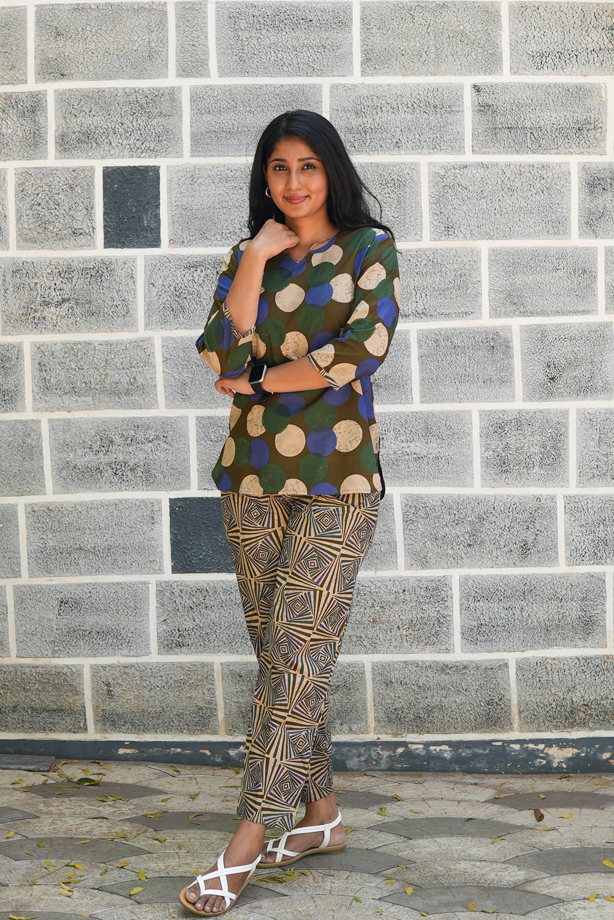 MANGAI Premium Cotton Printed Night Suits | Stylish Print's All Over | Top & Bottom Set | 3/4 Sleeve | Trendy Night Suits for Stylish Women's (TPS-3/4)