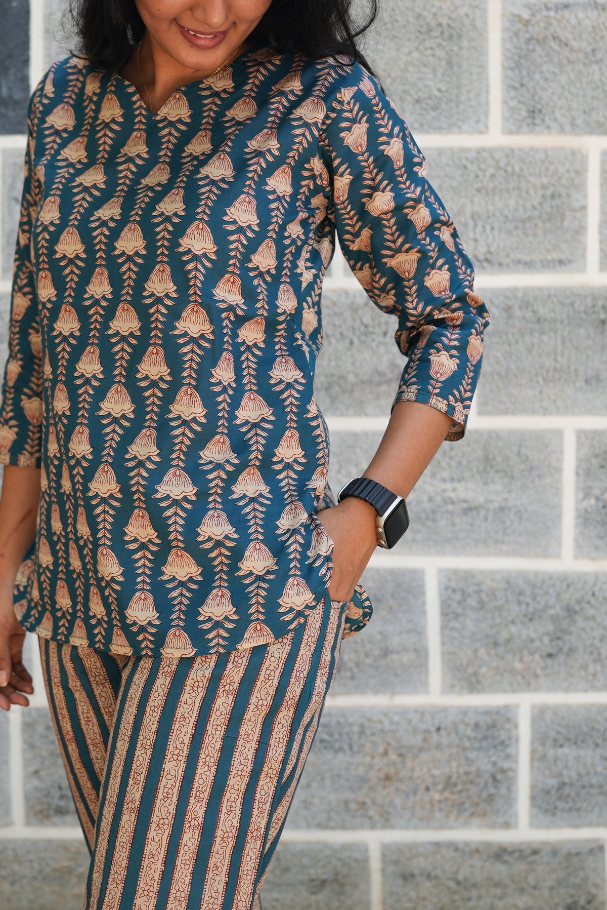 MANGAI Premium Cotton Printed Night Suits | Stylish Print's All Over | Top & Bottom Set | 3/4 Sleeve | Trendy Night Suits for Stylish Women's (TPS-3/4)