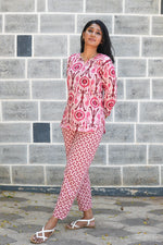 MANGAI Premium Cotton Printed Night Suits | Stylish Print's All Over | Top & Bottom Set | 3/4 Sleeve | Trendy Night Suits for Stylish Women's (TPS-3/4)