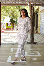 MANGAI Premium Cotton Printed Night Suits | Stylish Print's All Over | Top & Bottom Set | 3/4 Sleeve | Trendy Night Suits for Stylish Women's (TPS-3/4)