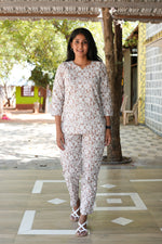 MANGAI Premium Cotton Printed Night Suits | Stylish Print's All Over | Top & Bottom Set | 3/4 Sleeve | Trendy Night Suits for Stylish Women's (TPS-3/4)