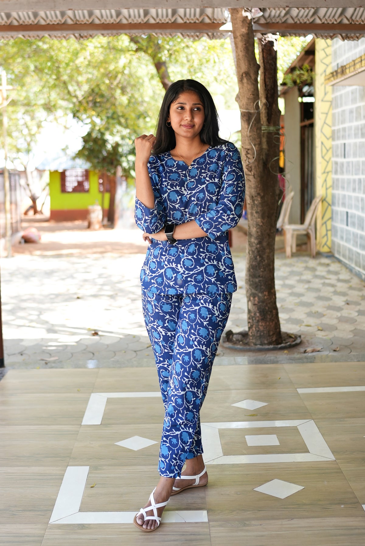 MANGAI Premium Cotton Printed Night Suits | Stylish Print's All Over | Top & Bottom Set | 3/4 Sleeve | Trendy Night Suits for Stylish Women's (TPS-3/4)