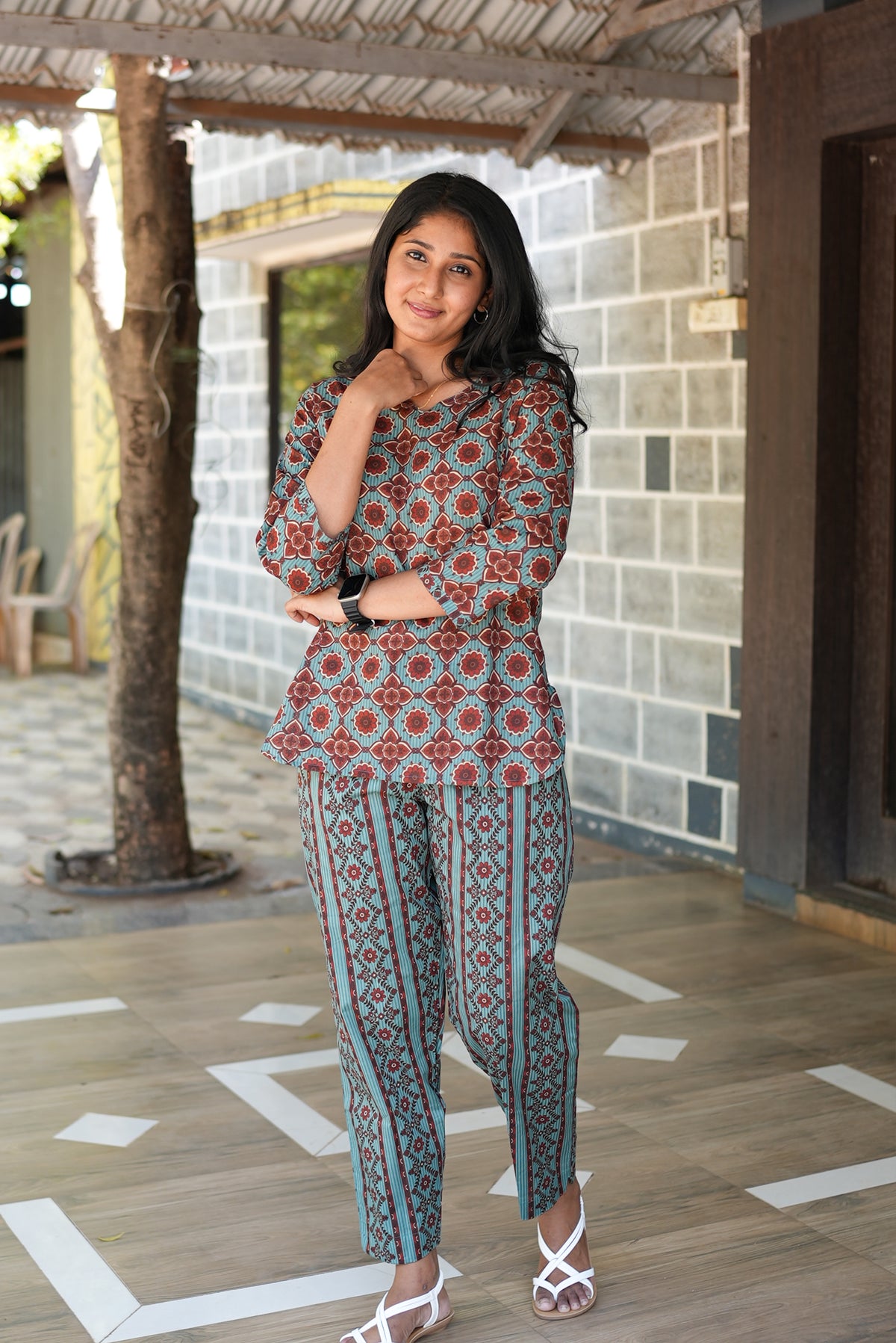 MANGAI Premium Cotton Printed Night Suits | Stylish Print's All Over | Top & Bottom Set | 3/4 Sleeve | Trendy Night Suits for Stylish Women's (TPS-3/4)