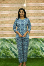 MANGAI Premium Cotton Printed Night Suits | Stylish Print's All Over | Top & Bottom Set | 3/4 Sleeve | Trendy Night Suits for Stylish Women's (TPS-3/4)