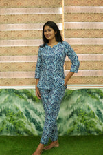 MANGAI Premium Cotton Printed Night Suits | Stylish Print's All Over | Top & Bottom Set | 3/4 Sleeve | Trendy Night Suits for Stylish Women's (TPS-3/4)