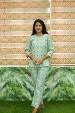 MANGAI Premium Cotton Printed Night Suits | Stylish Print's All Over | Top & Bottom Set | 3/4 Sleeve | Trendy Night Suits for Stylish Women's (TPS-3/4)
