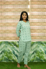 MANGAI Premium Cotton Printed Night Suits | Stylish Print's All Over | Top & Bottom Set | 3/4 Sleeve | Trendy Night Suits for Stylish Women's (TPS-3/4)