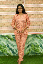 MANGAI Premium Cotton Printed Night Suits | Stylish Print's All Over | Top & Bottom Set | 3/4 Sleeve | Trendy Night Suits for Stylish Women's (TPS-3/4)