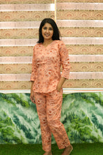 MANGAI Premium Cotton Printed Night Suits | Stylish Print's All Over | Top & Bottom Set | 3/4 Sleeve | Trendy Night Suits for Stylish Women's (TPS-3/4)