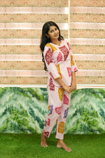 MANGAI Premium Cotton Printed Night Suits | Stylish Print's All Over | Top & Bottom Set | 3/4 Sleeve | Trendy Night Suits for Stylish Women's (TPS-3/4)