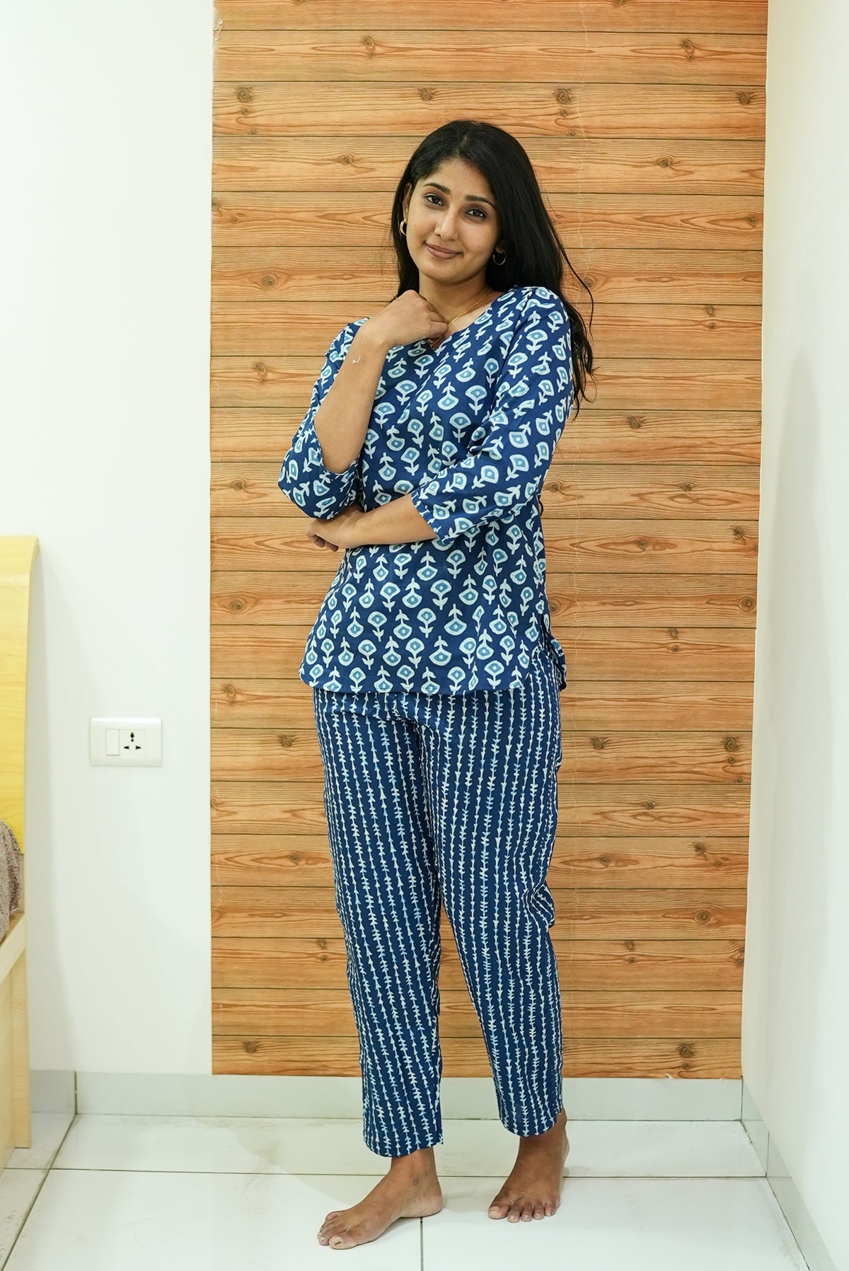 MANGAI Premium Cotton Printed Night Suits | Stylish Print's All Over | Top & Bottom Set | 3/4 Sleeve | Trendy Night Suits for Stylish Women's (TPS-3/4)