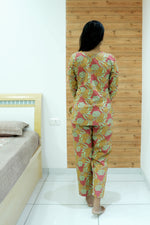 MANGAI Premium Cotton Printed Night Suits | Stylish Print's All Over | Top & Bottom Set | 3/4 Sleeve | Trendy Night Suits for Stylish Women's (TPS-3/4)