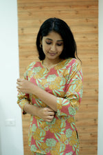 MANGAI Premium Cotton Printed Night Suits | Stylish Print's All Over | Top & Bottom Set | 3/4 Sleeve | Trendy Night Suits for Stylish Women's (TPS-3/4)