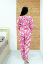 MANGAI Premium Cotton Printed Night Suits | Stylish Print's All Over | Top & Bottom Set | 3/4 Sleeve | Trendy Night Suits for Stylish Women's (TPS-3/4)