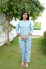 MANGAI Premium Cotton Printed Night Suits | Stylish Print's All Over | Top & Bottom Set | 3/4 Sleeve | Trendy Night Suits for Stylish Women's (TPS-3/4)