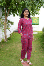 MANGAI Premium Cotton Printed Night Suits | Stylish Print's All Over | Top & Bottom Set | 3/4 Sleeve | Trendy Night Suits for Stylish Women's (TPS-3/4)