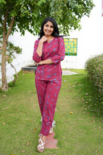 MANGAI Premium Cotton Printed Night Suits | Stylish Print's All Over | Top & Bottom Set | 3/4 Sleeve | Trendy Night Suits for Stylish Women's (TPS-3/4)