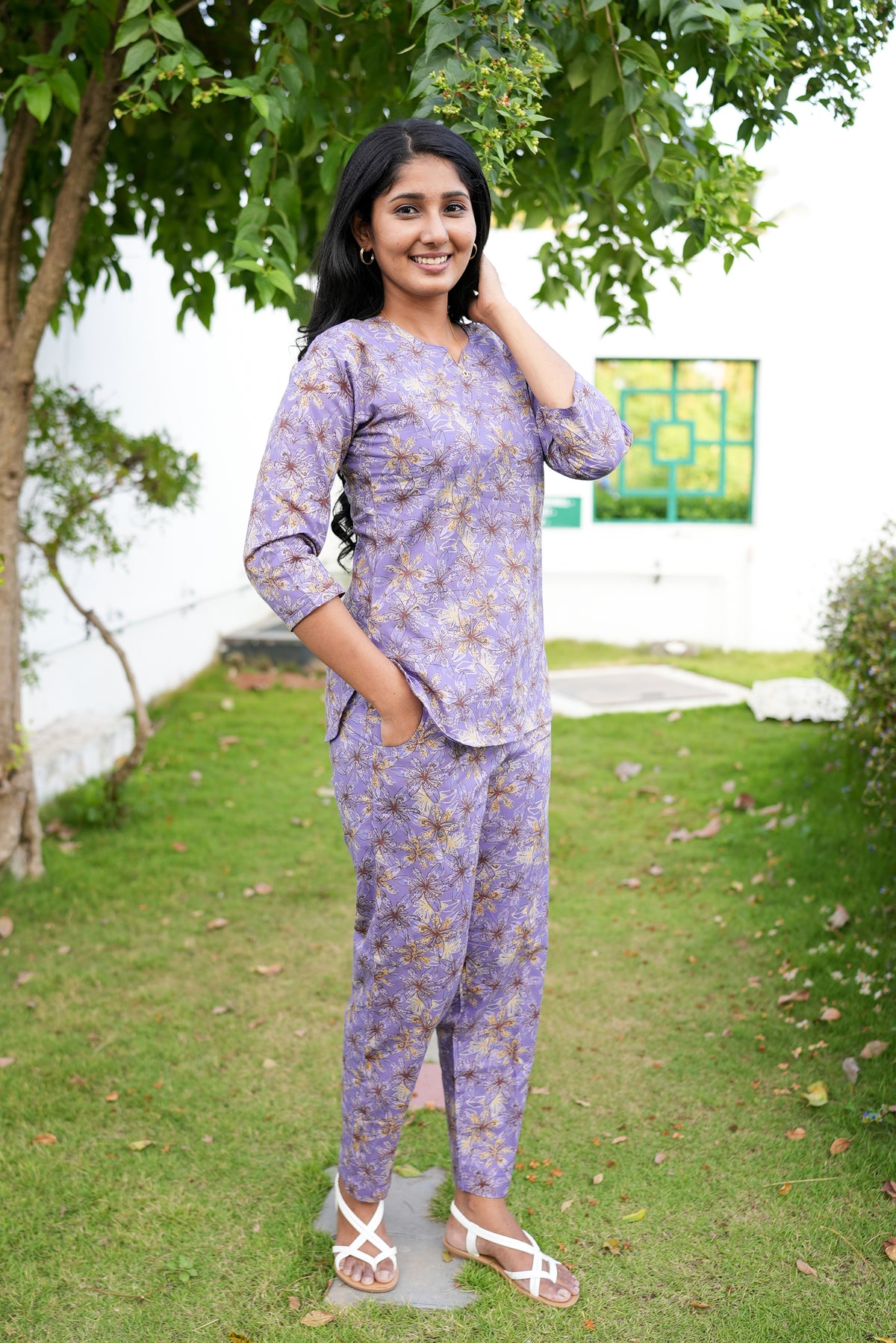 MANGAI Premium Cotton Printed Night Suits | Stylish Print's All Over | Top & Bottom Set | 3/4 Sleeve | Trendy Night Suits for Stylish Women's (TPS-3/4)