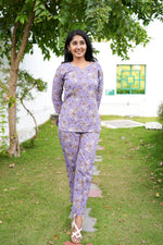 MANGAI Premium Cotton Printed Night Suits | Stylish Print's All Over | Top & Bottom Set | 3/4 Sleeve | Trendy Night Suits for Stylish Women's (TPS-3/4)