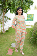 MANGAI Premium Cotton Printed Night Suits | Stylish Print's All Over | Top & Bottom Set | 3/4 Sleeve | Trendy Night Suits for Stylish Women's (TPS-3/4)