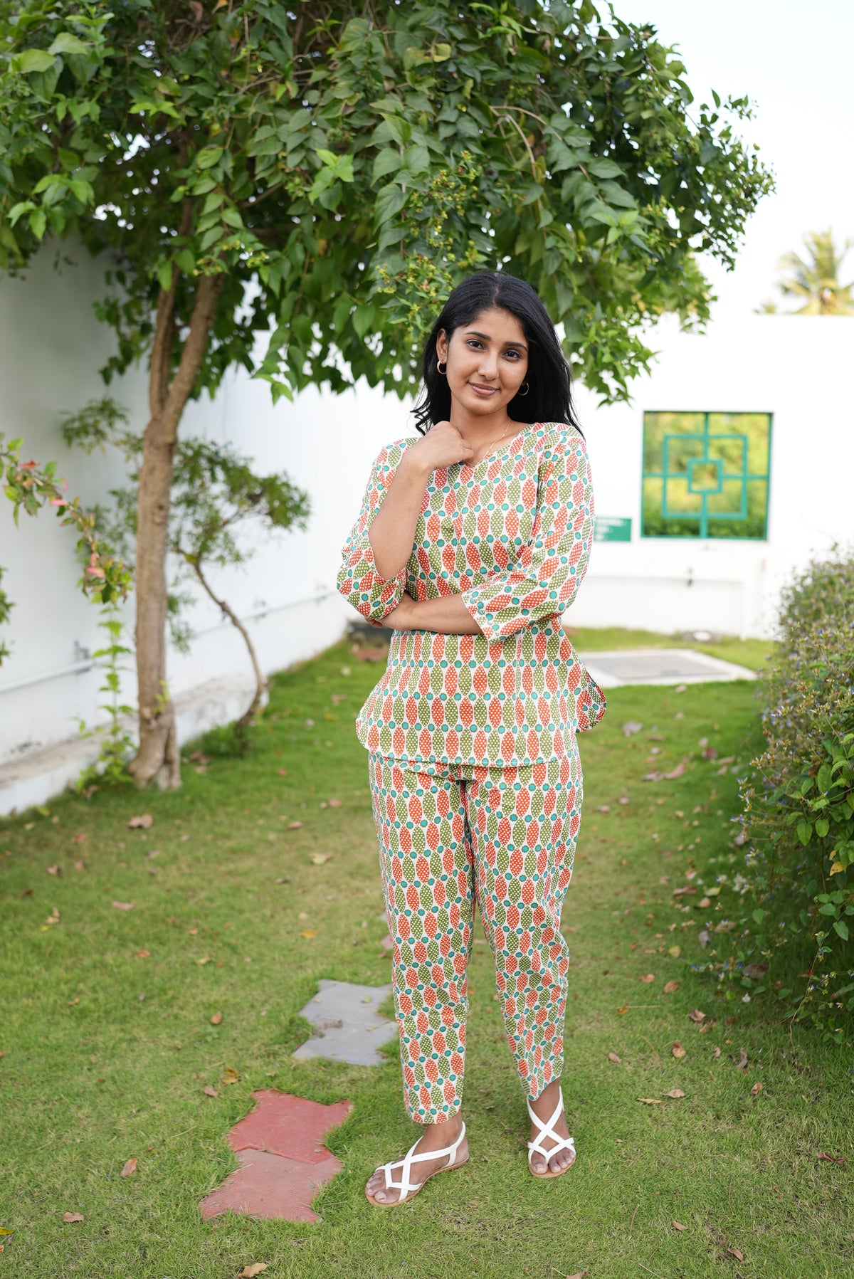 MANGAI Premium Cotton Printed Night Suits | Stylish Print's All Over | Top & Bottom Set | 3/4 Sleeve | Trendy Night Suits for Stylish Women's (TPS-3/4)