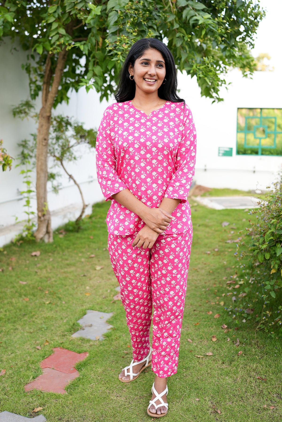 MANGAI Premium Cotton Printed Night Suits | Stylish Print's All Over | Top & Bottom Set | 3/4 Sleeve | Trendy Night Suits for Stylish Women's (TPS-3/4)