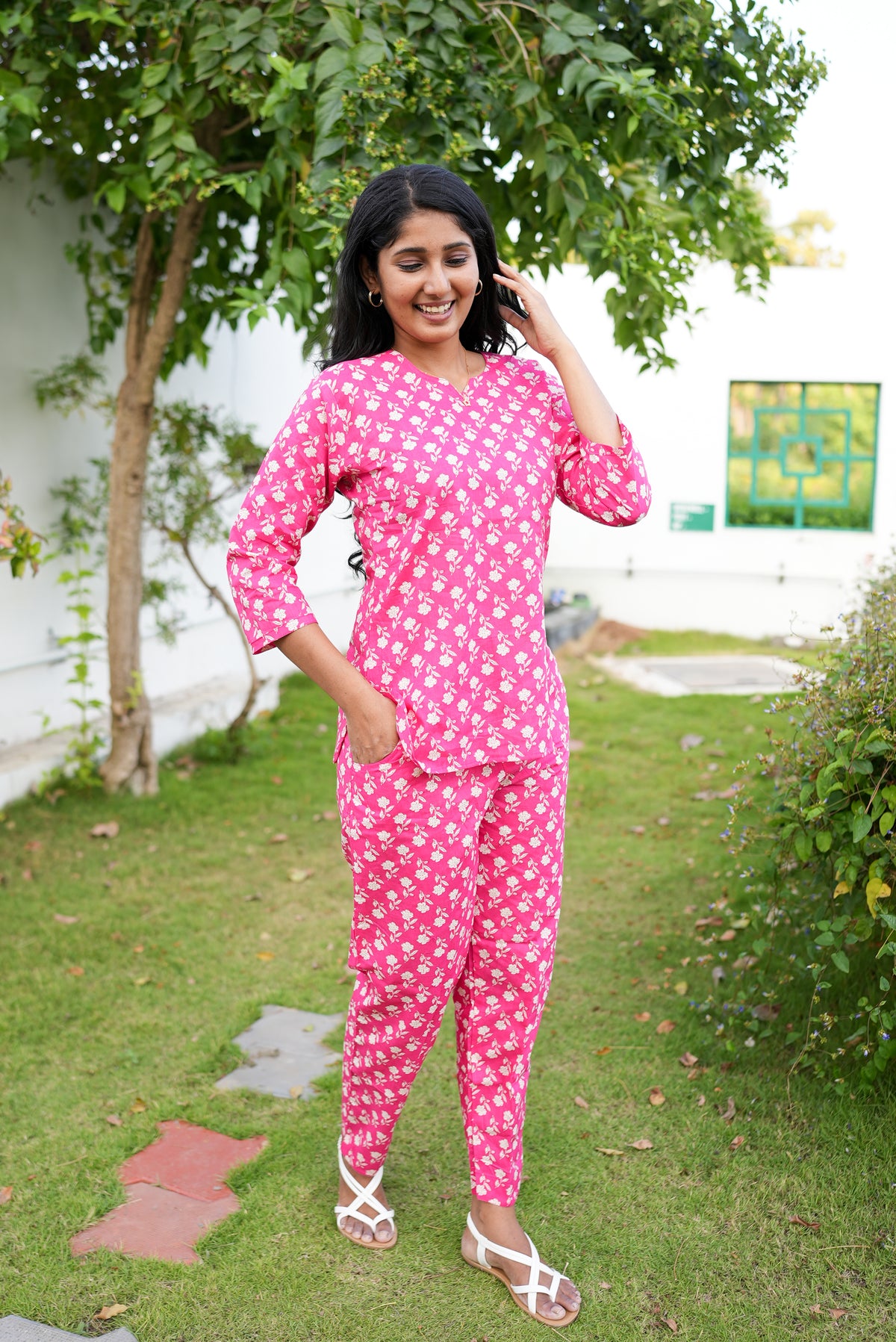 MANGAI Premium Cotton Printed Night Suits | Stylish Print's All Over | Top & Bottom Set | 3/4 Sleeve | Trendy Night Suits for Stylish Women's (TPS-3/4)