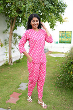 MANGAI Premium Cotton Printed Night Suits | Stylish Print's All Over | Top & Bottom Set | 3/4 Sleeve | Trendy Night Suits for Stylish Women's (TPS-3/4)