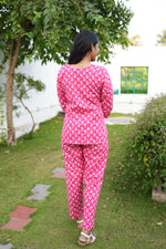 MANGAI Premium Cotton Printed Night Suits | Stylish Print's All Over | Top & Bottom Set | 3/4 Sleeve | Trendy Night Suits for Stylish Women's (TPS-3/4)