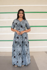 Mangai 3 Layer Flared Frock Model Nighties Soft and Smooth Premium Quality Rayon Material , Fancy Frilled Sleeve, Side Pocket , Back tie Rope , Stylish Collection's for Trendy Women's (MRK)