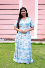 Mangai 3 Layer Flared Frock Model Nighties Soft and Smooth Premium Quality Rayon Material , Fancy Frilled Sleeve, Side Pocket , Back tie Rope , Stylish Collection's for Trendy Women's (MRK)