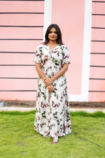 Mangai 3 Layer Flared Frock Model Nighties Soft and Smooth Premium Quality Rayon Material , Fancy Frilled Sleeve, Side Pocket , Back tie Rope , Stylish Collection's for Trendy Women's (MRK)
