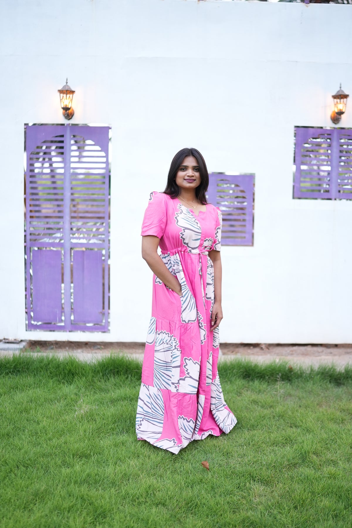 Stylish Arrivals Rayon Gathering Frock Model Night Gown's | Front Adjustable Gathering Style Rope | Puff Sleeve | Trending Collection's for Stylish Women's (FKG)