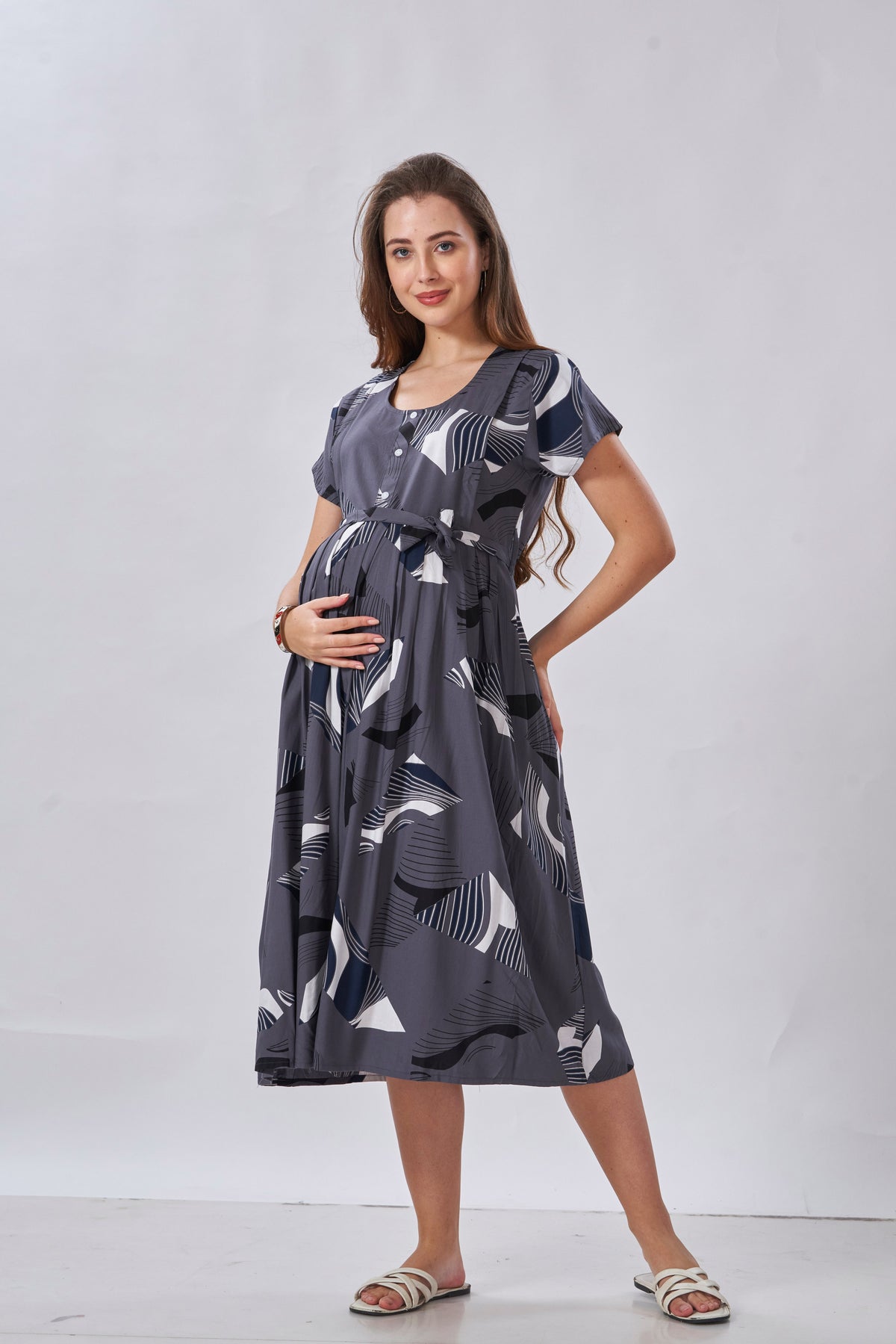 New Arrivals 4-IN-ONE MAXI Mom's Feeding & Casual Wear | Stylish Maxi Style | Invisible Feeding Zipper | Perfect Pre & Post Pregnancy Wear (FIO-MXI)
