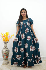 MANGAI Rayon Frock Nighties | Front Open Lengthy Zipper Comforts Feeding | Fancy Double Layered Sleeve's | Post & Pre Pregnancy's and Casual Wear | Side Pocket |Versatile Rayon Frock Night Gown's for Stylish Women's (RFF)