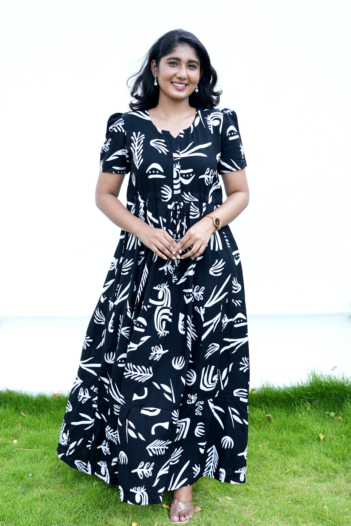 Stylish Arrivals Rayon Gathering Frock Model Night Gown's | Front Adjustable Gathering Style Rope Rope | Puff Sleeve | Trending Collection's for Stylish Women's (GFK)