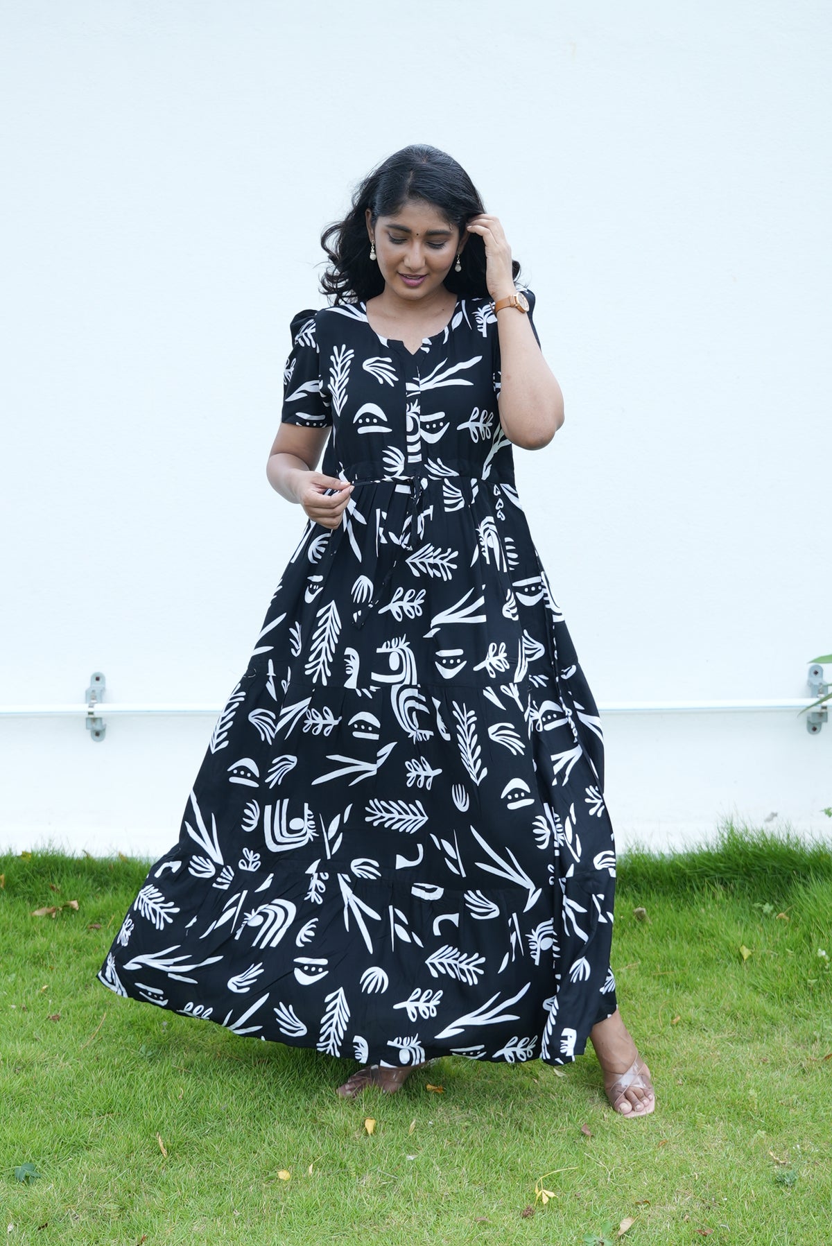 Stylish Arrivals Rayon Gathering Frock Model Night Gown's | Front Adjustable Gathering Style Rope Rope | Puff Sleeve | Trending Collection's for Stylish Women's (GFK)