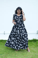 Stylish Arrivals Rayon Gathering Frock Model Night Gown's | Front Adjustable Gathering Style Rope Rope | Puff Sleeve | Trending Collection's for Stylish Women's (GFK)