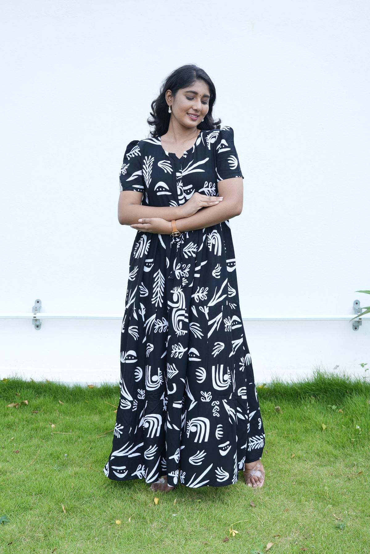 Stylish Arrivals Rayon Gathering Frock Model Night Gown's | Front Adjustable Gathering Style Rope Rope | Puff Sleeve | Trending Collection's for Stylish Women's (GFK)