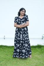 Stylish Arrivals Rayon Gathering Frock Model Night Gown's | Front Adjustable Gathering Style Rope Rope | Puff Sleeve | Trending Collection's for Stylish Women's (GFK)