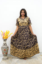 Mangai 3 Layer Flared Frock Model Nighties Soft and Smooth Premium Quality Rayon Material , Fancy Frilled Sleeve, Side Pocket , Back tie Rope , Stylish Collection's for Trendy Women's (MRK)