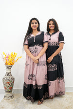 Mangai 3 Layer Flared Frock Model Nighties Soft and Smooth Premium Quality Rayon Material , Fancy Frilled Sleeve, Side Pocket , Back tie Rope , Stylish Collection's for Trendy Women's (MRK)