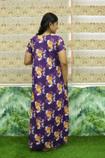 MANGAI Daily Wear Casual Comfort Fit Cotton Printed Nighties | Front Open Zipper Model | Fancy Round Neck with Side Pocket Cotton Nighties (DRN)