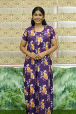 MANGAI Daily Wear Casual Comfort Fit Cotton Printed Nighties | Front Open Zipper Model | Fancy Round Neck with Side Pocket Cotton Nighties (DRN)