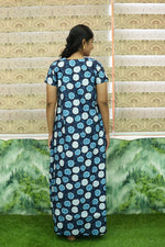 MANGAI Daily Wear Casual Comfort Fit Cotton Printed Nighties | Front Open Zipper Model | Fancy Round Neck with Side Pocket Cotton Nighties (DRN)