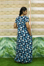 MANGAI Daily Wear Casual Comfort Fit Cotton Printed Nighties | Front Open Zipper Model | Fancy Round Neck with Side Pocket Cotton Nighties (DRN)