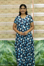 MANGAI Daily Wear Casual Comfort Fit Cotton Printed Nighties | Front Open Zipper Model | Fancy Round Neck with Side Pocket Cotton Nighties (DRN)